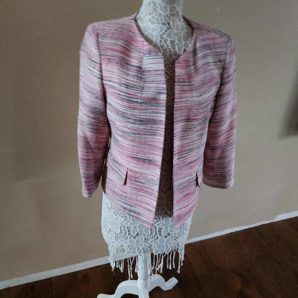 LKNW Kasper Pink Static Tweed Open Front Blazer jacket 12